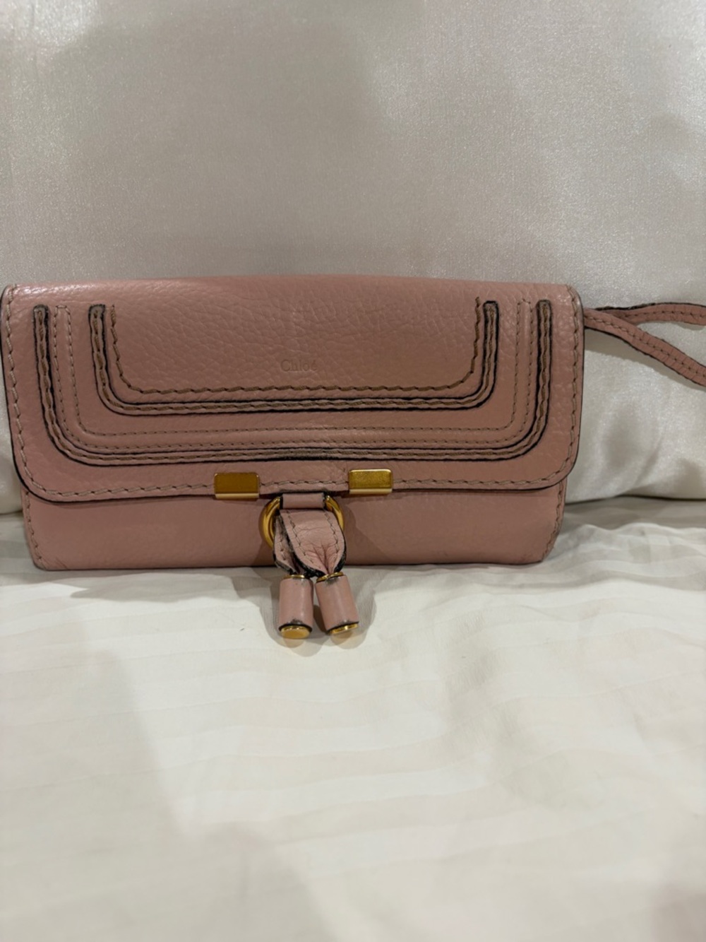 Chloe Marcie Dusty Pink Leather wallet  with Gold Hardware